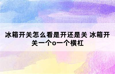 冰箱开关怎么看是开还是关 冰箱开关一个o一个横杠